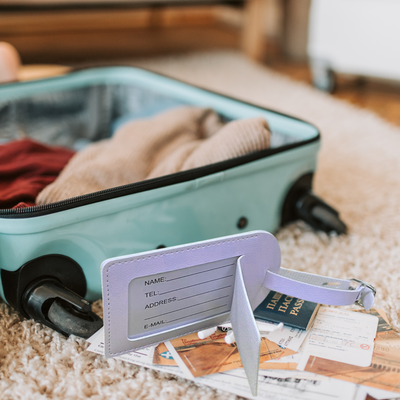 Etiquette valise light purple bagage
