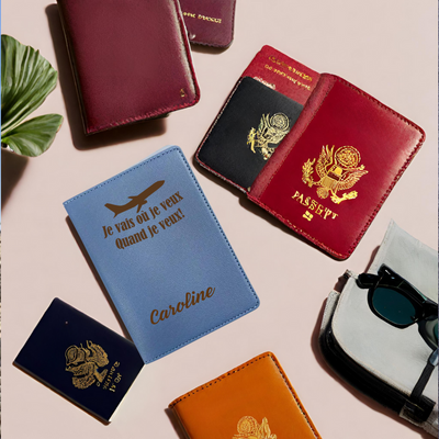 Funda para Pasaporte Personalizada Azul Cielo, Viaje en 1ª Clase 