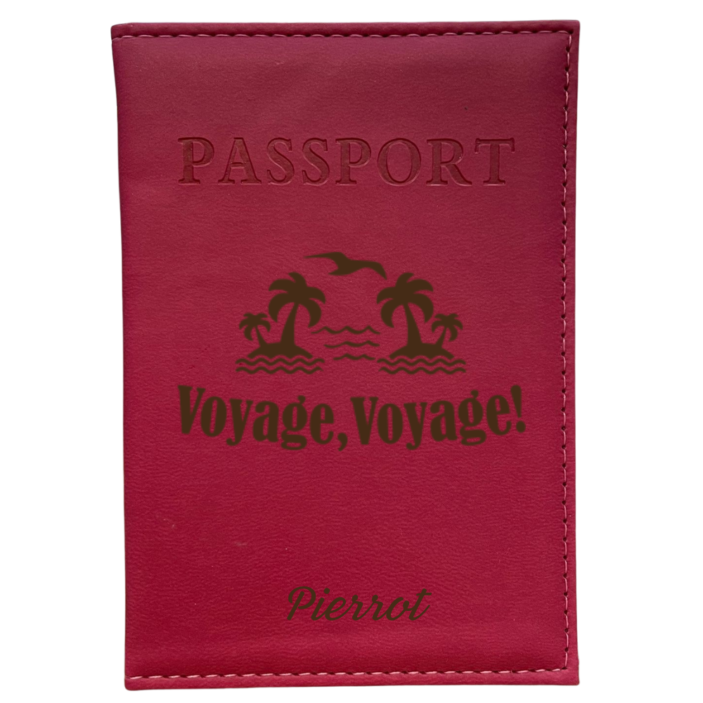Personalized Fuschia Passport Cover engraved in our Parisian workshop 