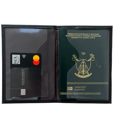 Black Personalized Passport Cover engraved in our workshop 